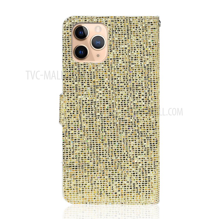 Glittery Powder Splicing Wallet Stand Leather Phone Cover for iPhone 12 Pro Max 6.7 inch - Gold-2