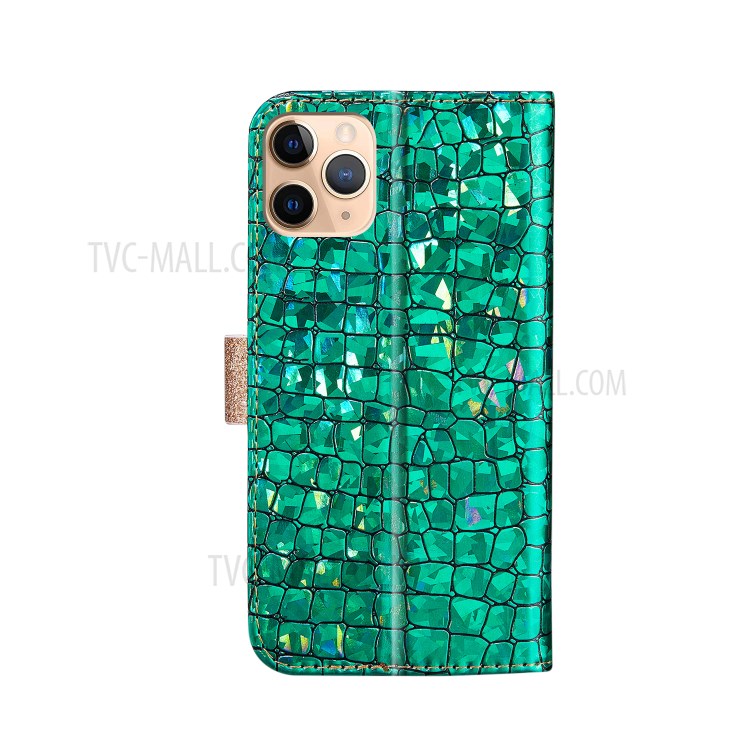 Crocodile Texture + Flash Powder Leather Shell for iPhone 12 Pro Max 6.7 inch - Green-2