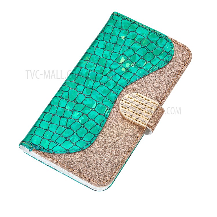 Crocodile Texture + Flash Powder Leather Shell for iPhone 12 Pro Max 6.7 inch - Green-5