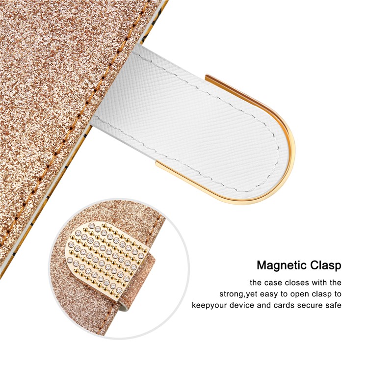 Crocodile Texture + Flash Powder Leather Shell for iPhone 12 Pro Max 6.7 inch - Gold-9