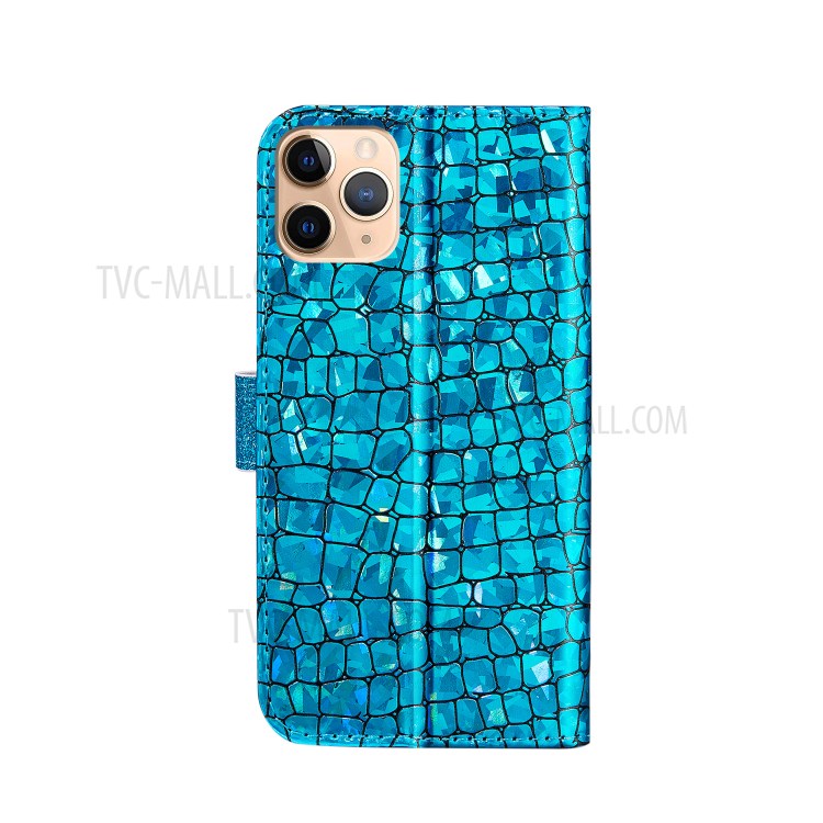 Crocodile Texture + Flash Powder Leather Shell for iPhone 12 Pro Max 6.7 inch - Blue-2