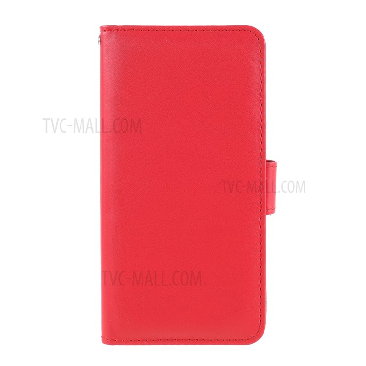 Smooth-Surface Leather Wallet Cell Phone Protective Case with Slots for iPhone 12 Pro Max - Red-1