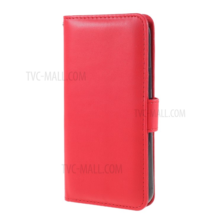 Smooth-Surface Leather Wallet Cell Phone Protective Case with Slots for iPhone 12 Pro Max - Red-2