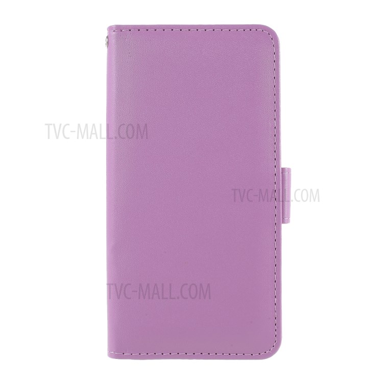 Smooth-Surface Leather Wallet Cell Phone Protective Case with Slots for iPhone 12 Pro Max - Purple-1