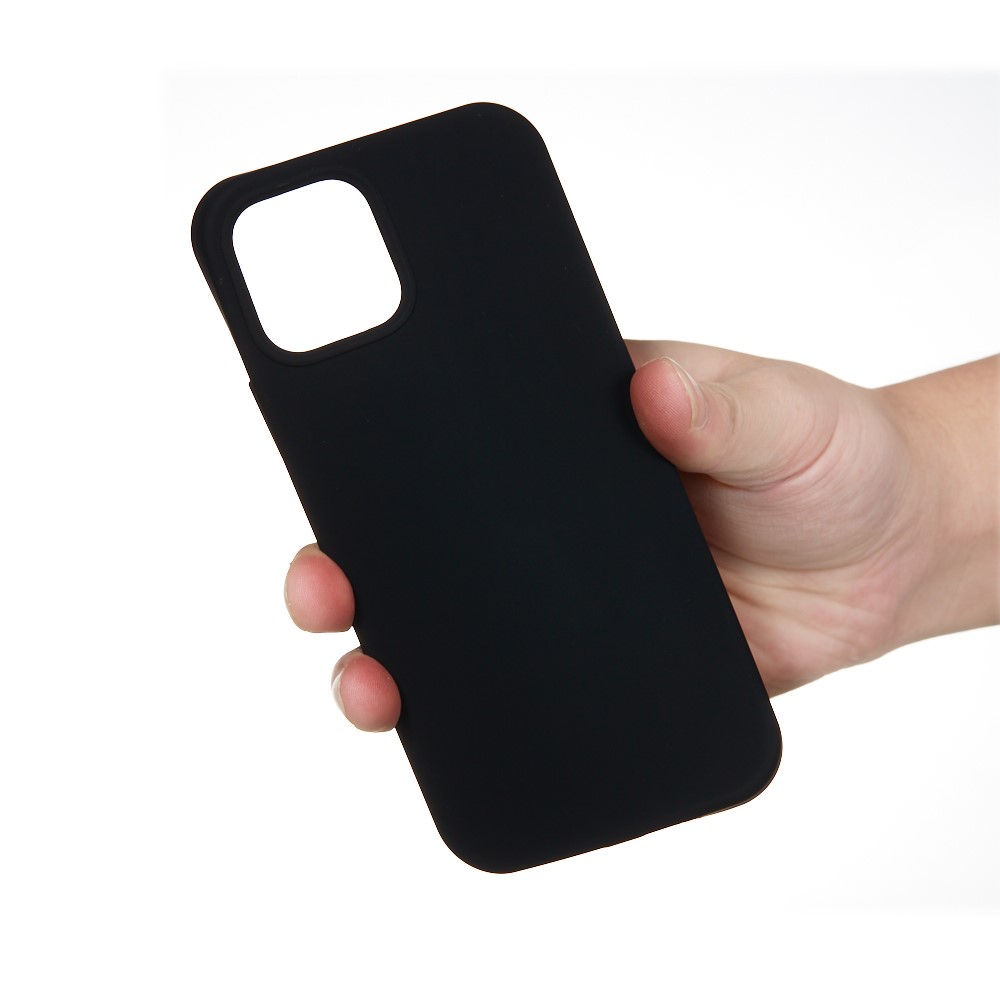 Soft Liquid Silicone Back Mobile Phone Case for iPhone 12 mini Colorful Phone Accessory - Black