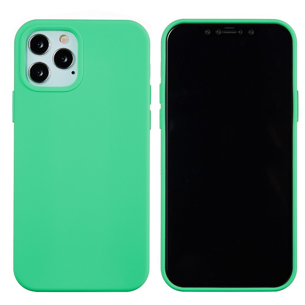 Soft Liquid Silicone Back Mobile Phone Case for iPhone 12 mini - Green-1