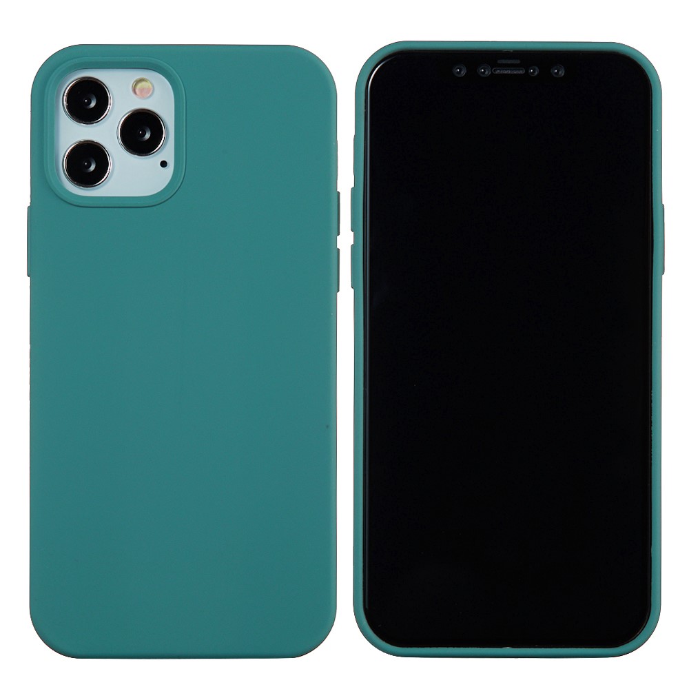 Soft Liquid Silicone Back Mobile Phone Case for iPhone 12 mini - Blackish Green-1