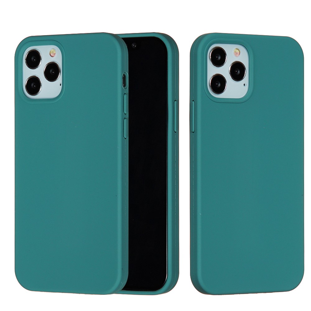 Soft Liquid Silicone Back Mobile Phone Case for iPhone 12 mini - Blackish Green-2