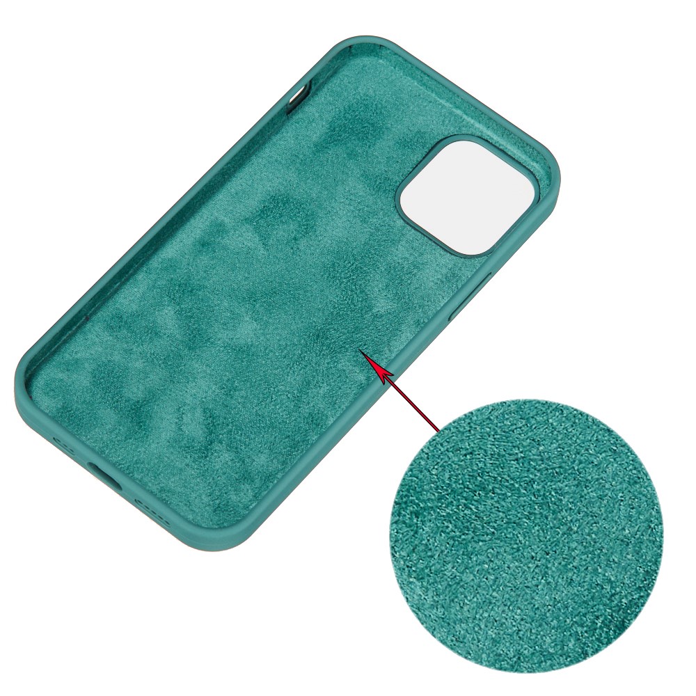 Soft Liquid Silicone Back Mobile Phone Case for iPhone 12 mini - Blackish Green-3