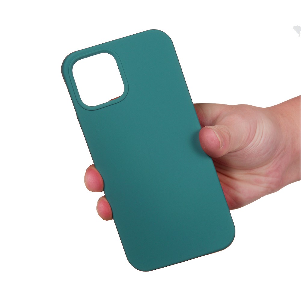 Soft Liquid Silicone Back Mobile Phone Case for iPhone 12 mini - Blackish Green-4