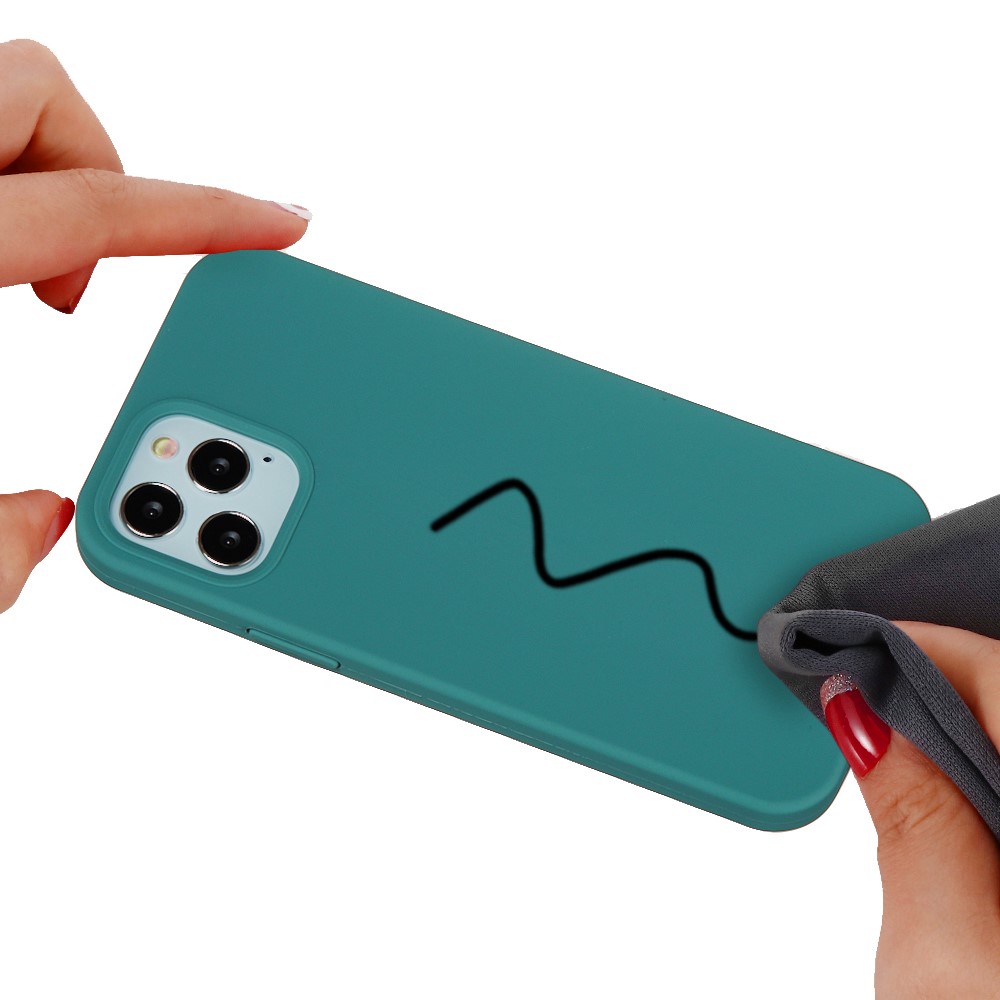 Soft Liquid Silicone Back Mobile Phone Case for iPhone 12 mini - Blackish Green-5