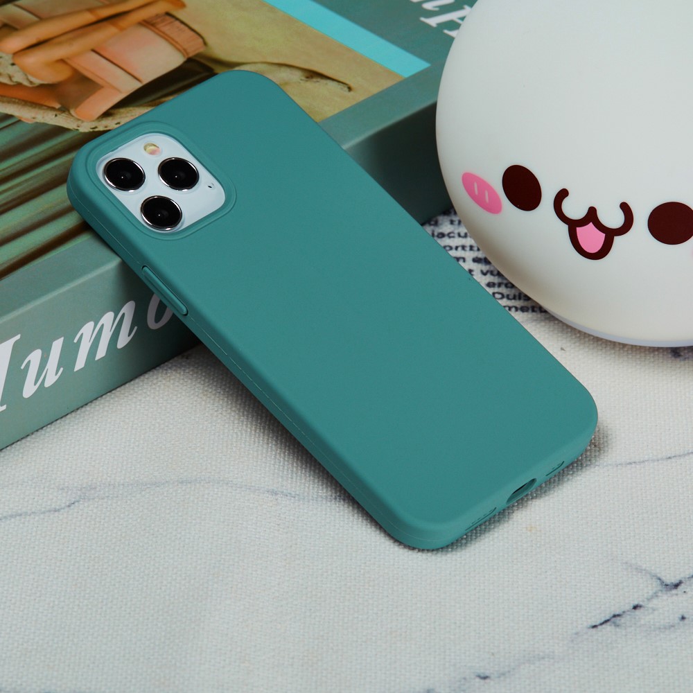 Soft Liquid Silicone Back Mobile Phone Case for iPhone 12 mini - Blackish Green-6