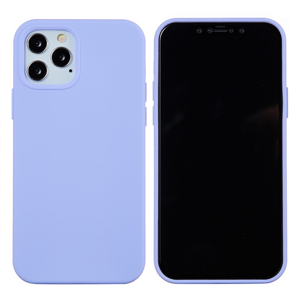 Soft Liquid Silicone Back Mobile Phone Case for iPhone 12 mini - Light Purple-1