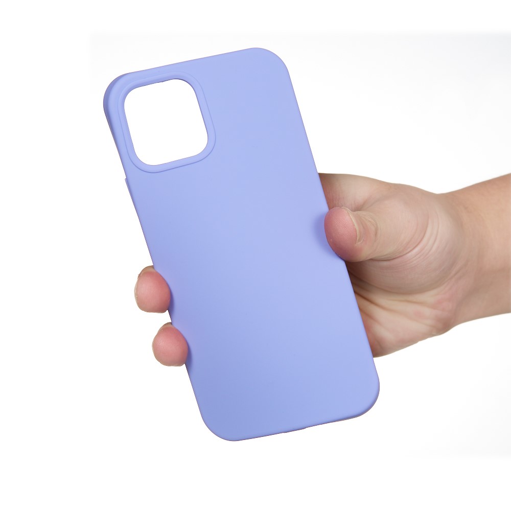 Soft Liquid Silicone Back Mobile Phone Case for iPhone 12 mini - Light Purple-4