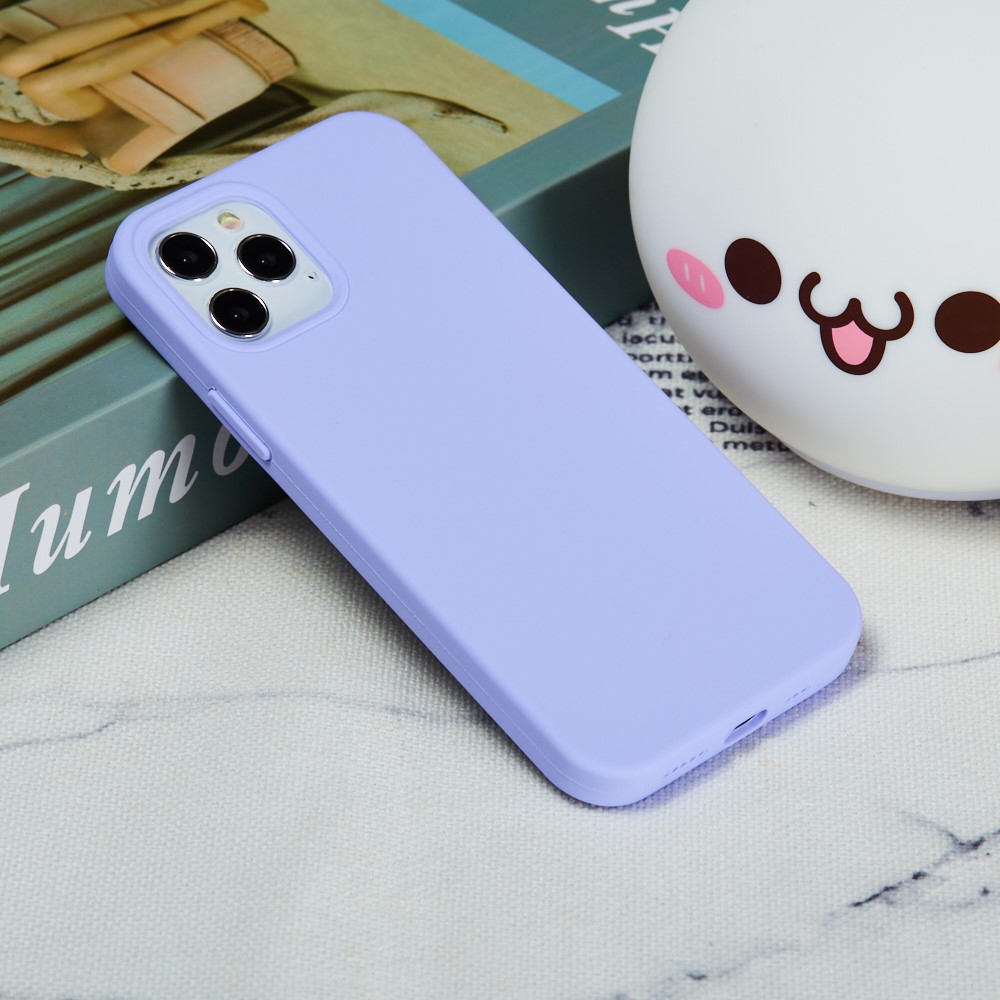 Soft Liquid Silicone Back Mobile Phone Case for iPhone 12 mini - Light Purple-6