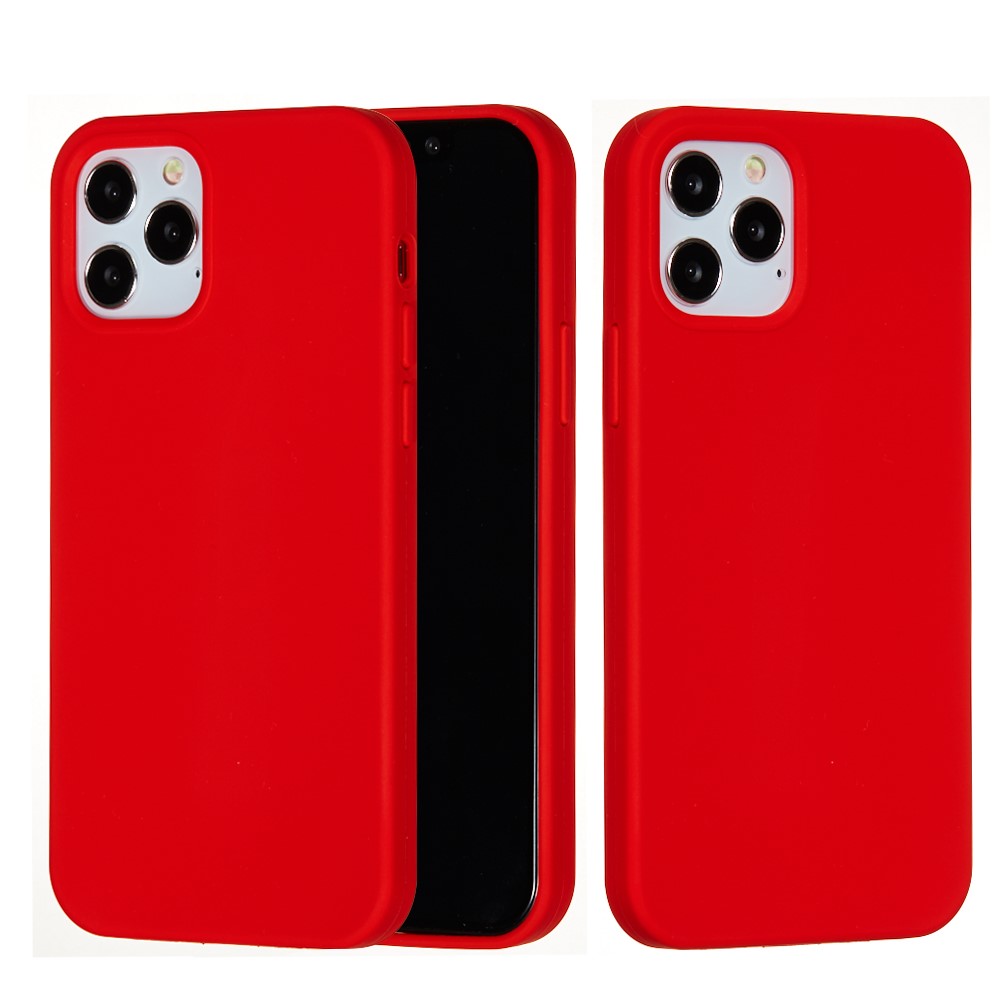Liquid Silicone Back Protective Cover for iPhone 12 Pro/12 - Red-2