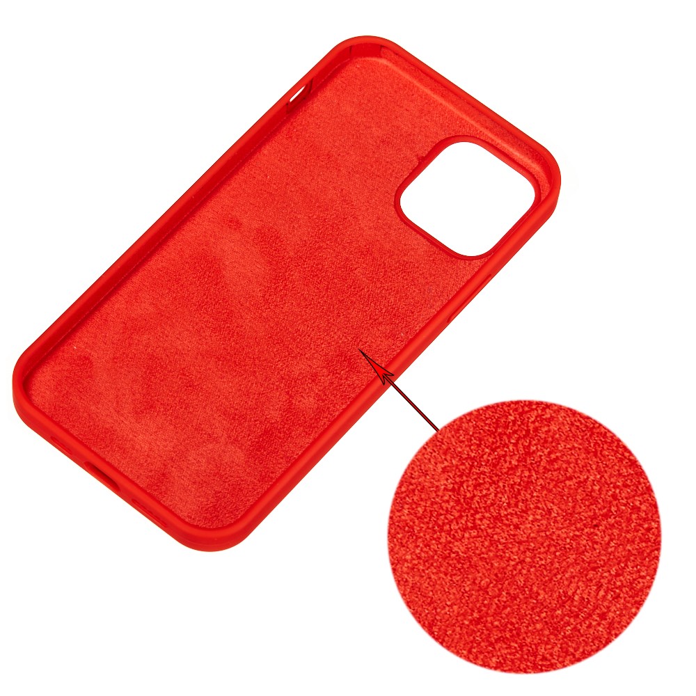 Liquid Silicone Back Protective Cover for iPhone 12 Pro/12 - Red-3