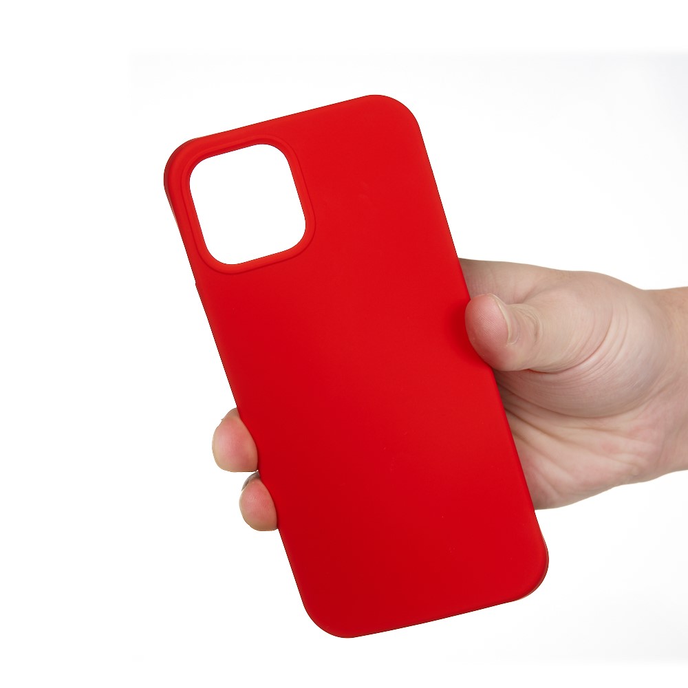Liquid Silicone Back Protective Cover for iPhone 12 Pro/12 - Red-4
