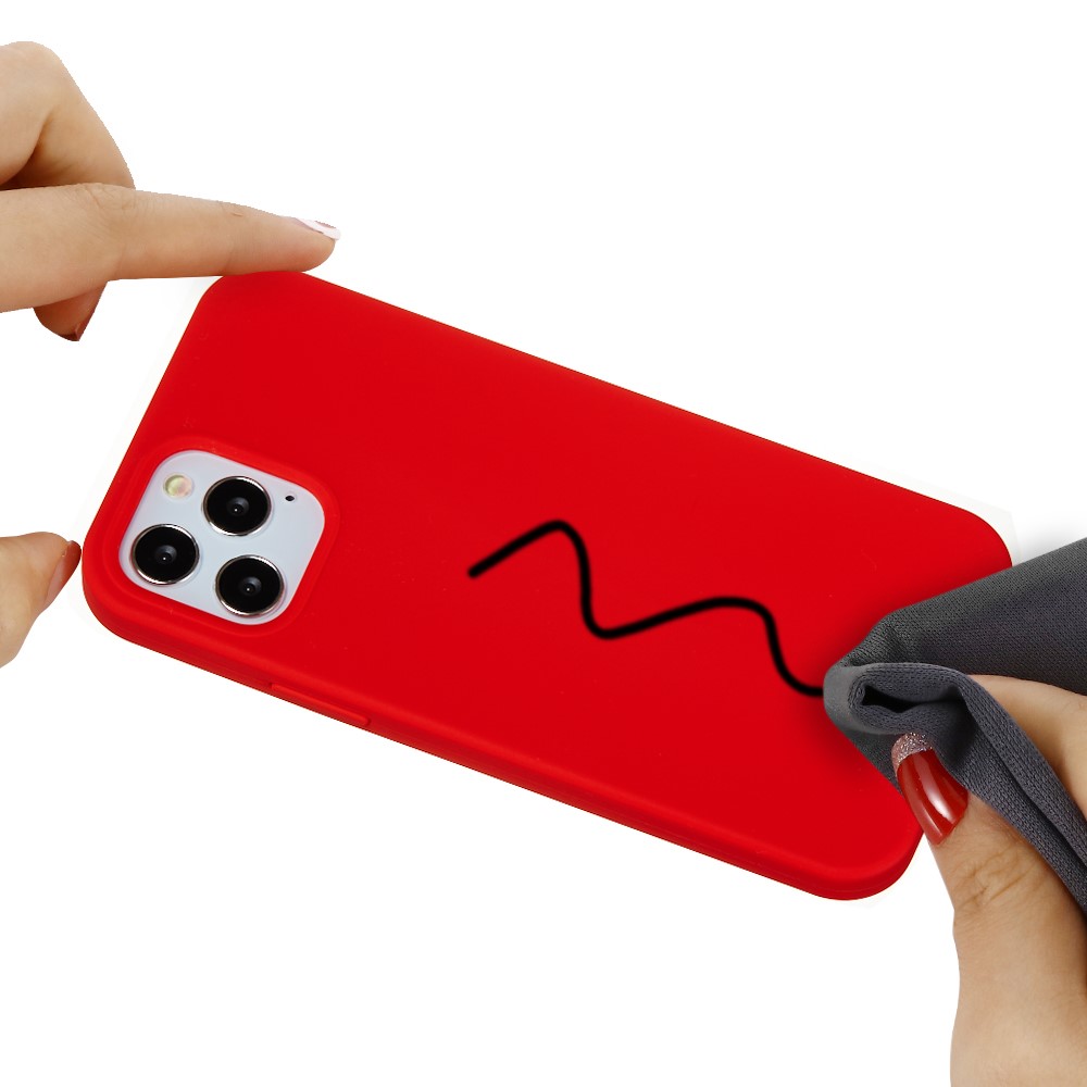 Liquid Silicone Back Protective Cover for iPhone 12 Pro/12 - Red-5