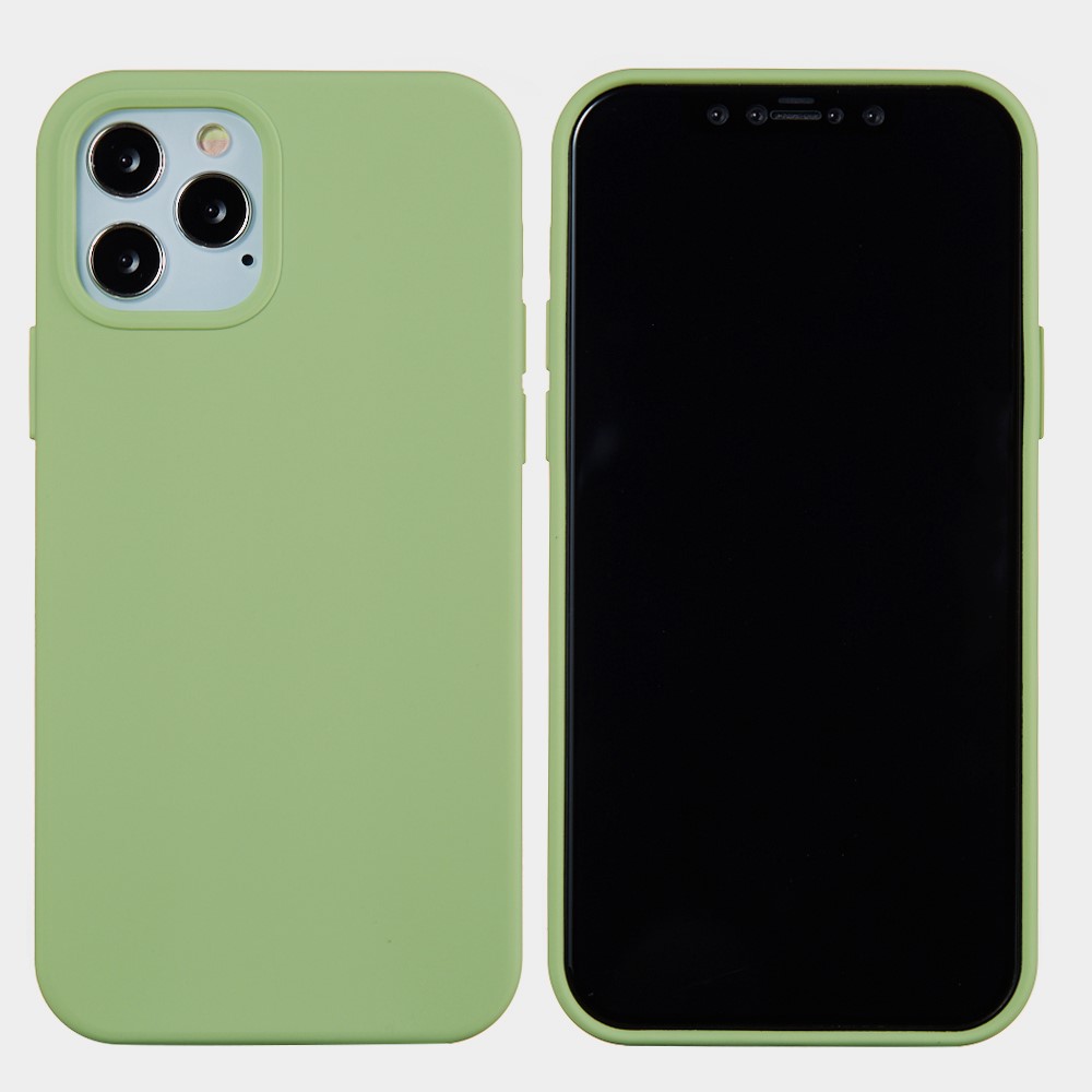 Liquid Silicone Back Protective Cover for iPhone 12 Pro/12 - Light Green-1