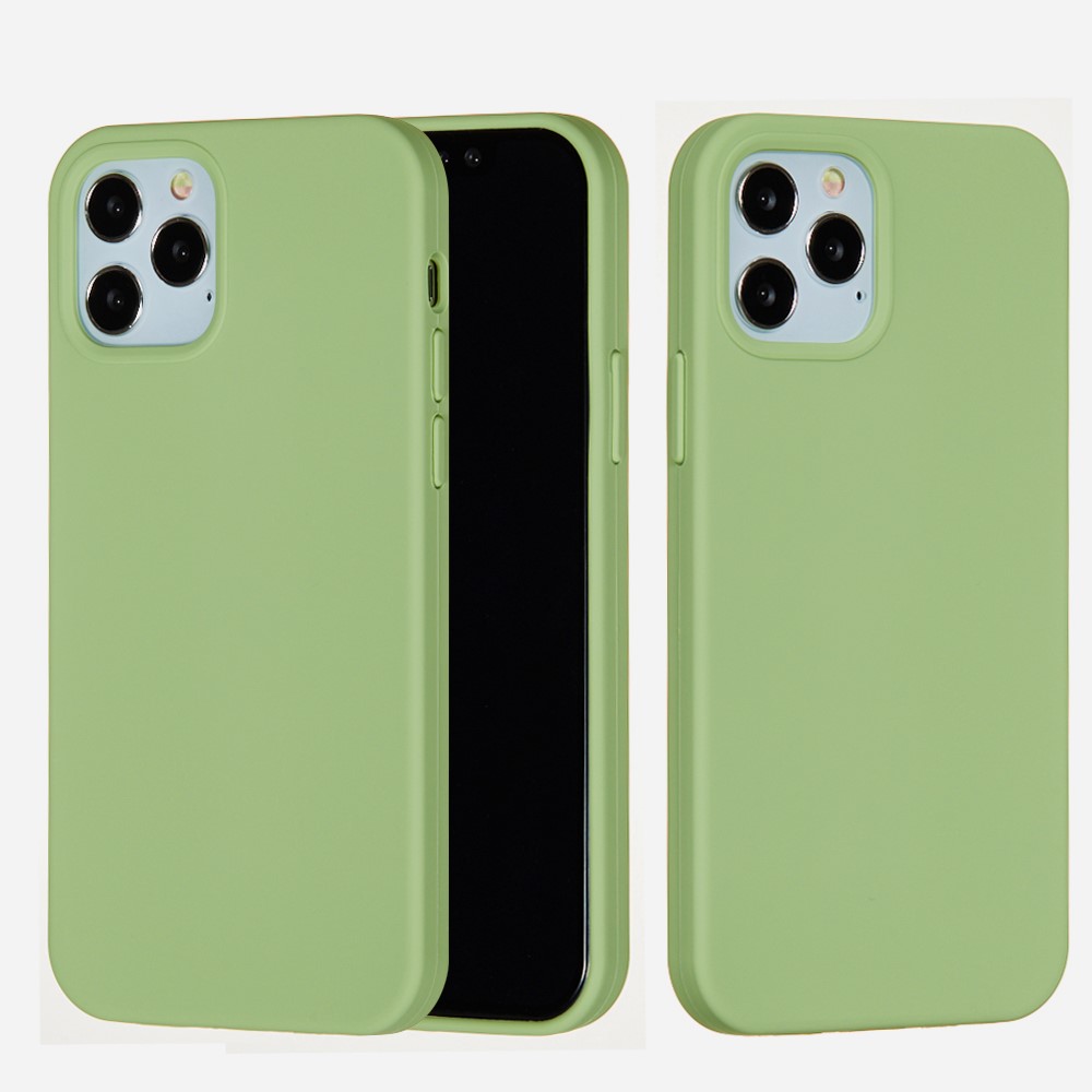 For iPhone 12 Pro/12 Soft Liquid Silicone Back Protective Cover Anti-scratch Anti-fingerprint Phone Case - Light Green-2