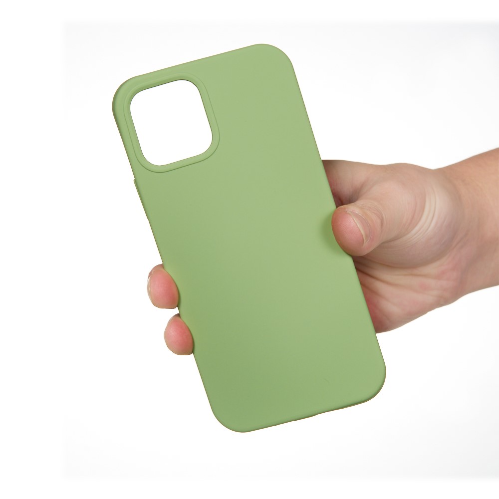 For iPhone 12 Pro/12 Soft Liquid Silicone Back Protective Cover Anti-scratch Anti-fingerprint Phone Case - Light Green-4