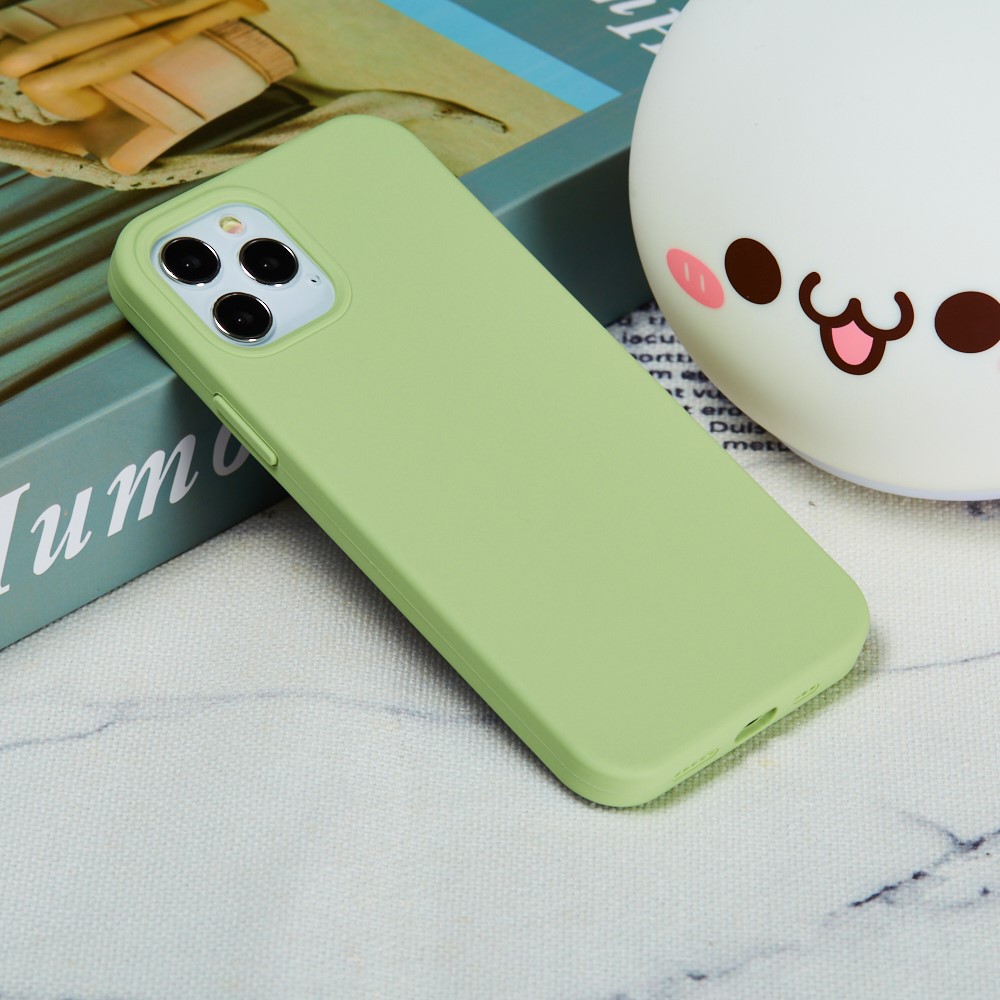 For iPhone 12 Pro/12 Soft Liquid Silicone Back Protective Cover Anti-scratch Anti-fingerprint Phone Case - Light Green-6