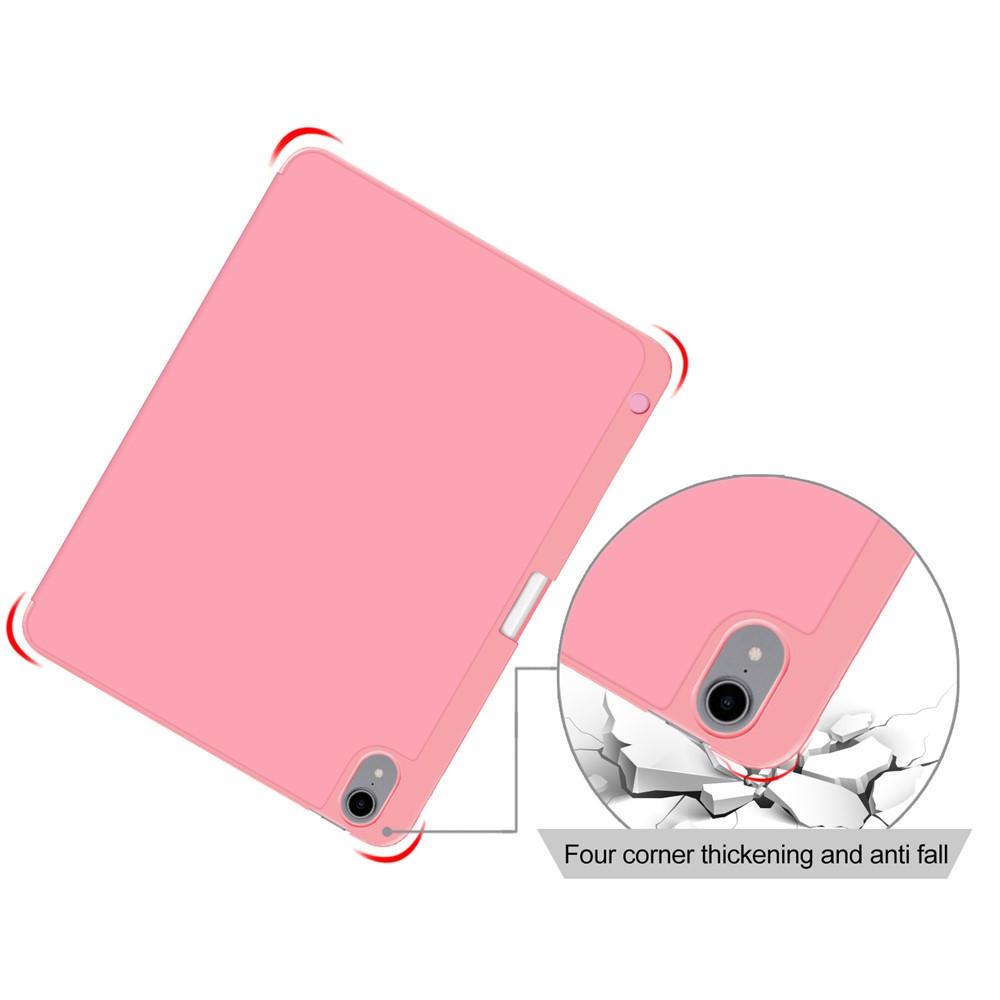 Litch Skin PU Leather Tri-fold Stand Tablet Case with Pen Slot for iPad Air (2020) - Pink-10