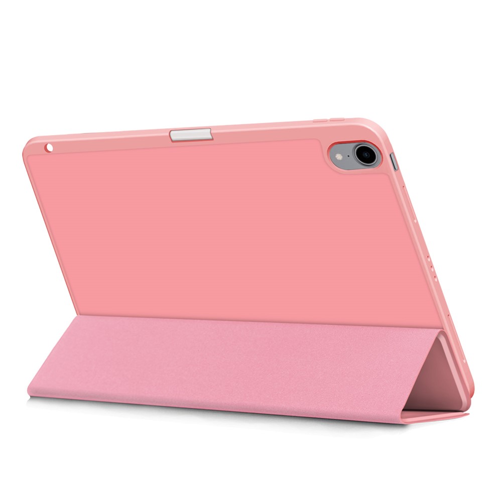 Litch Skin PU Leather Tri-fold Stand Tablet Case with Pen Slot for iPad Air (2020) - Pink-11