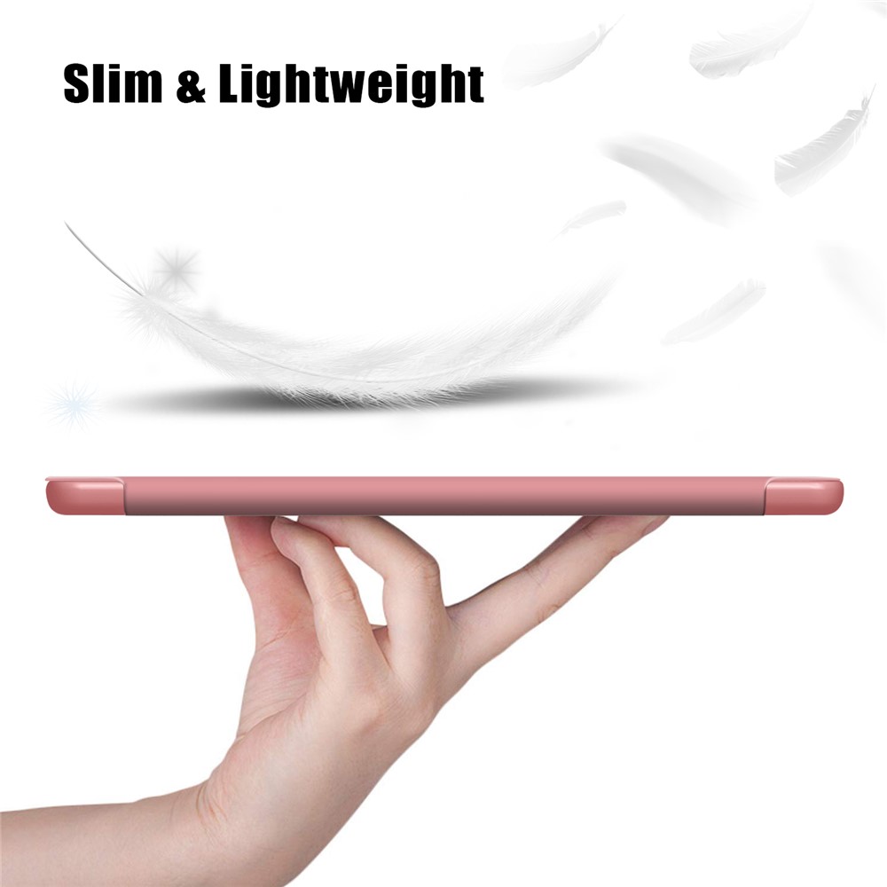 Litch Skin PU Leather Tri-fold Stand Tablet Case with Pen Slot for iPad Air (2020) - Pink-7