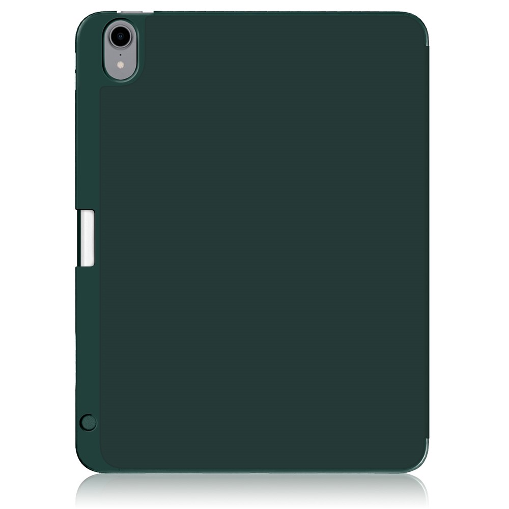 Auto Wake/Sleep Litch Skin pu Кожаный Тройной Футляр с Держателем Карандаша Для Ipad Air (2020)/Air (2022) - Зеленый-3