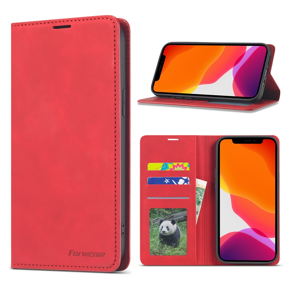 FORWENW Fantasy Series Silky Touch Leather Shell for iPhone 12 mini - Red-1