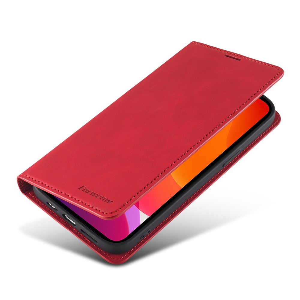 FORWENW Fantasy Series Silky Touch Leather Shell for iPhone 12 mini - Red-3