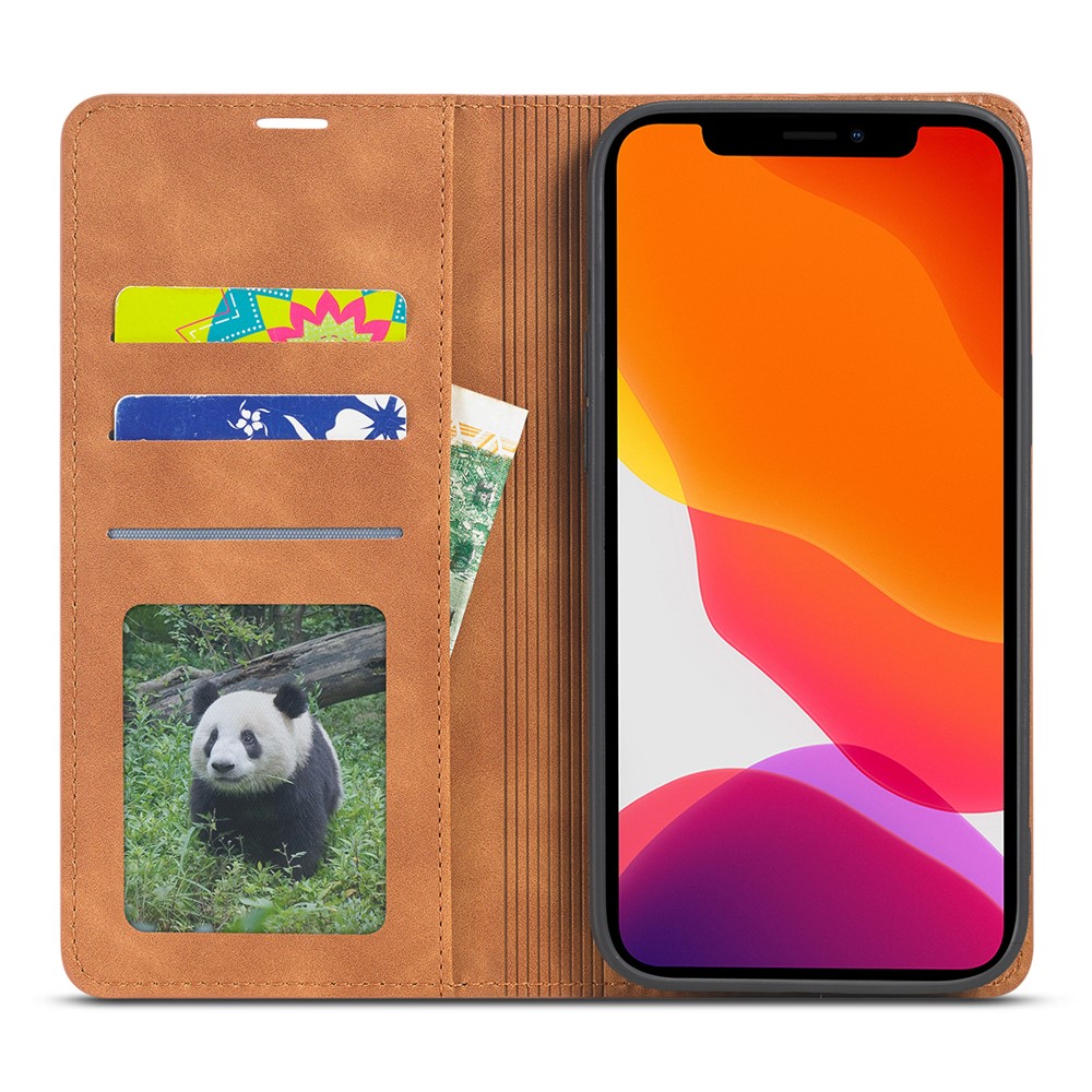 FORWENW Fantasy Series Leather Silky Touch Case for iPhone 12 Pro/12 - Brown-2