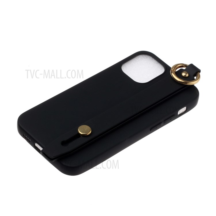 With Hand Strap Kickstand TPU Unique Cover for iPhone 12 Pro/12 - Black-2