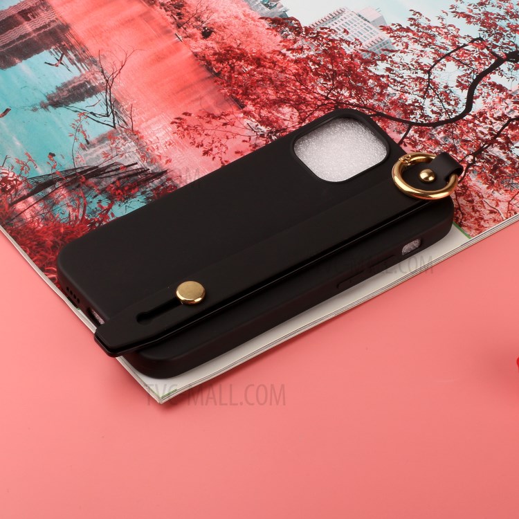 With Hand Strap Kickstand TPU Unique Cover for iPhone 12 Pro/12 - Black-5