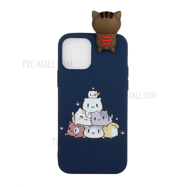 3D Doll Decor Pattern Printing TPU Cell Phone Cover for iPhone 12 mini - Cute Cats-1