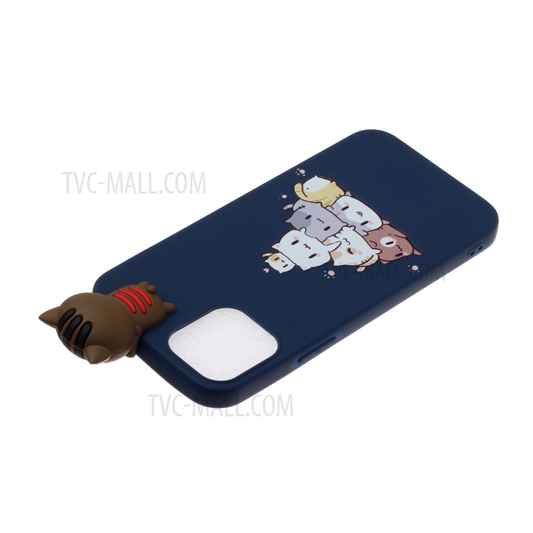 3D Doll Decor Pattern Printing TPU Cell Phone Cover for iPhone 12 mini - Cute Cats-4