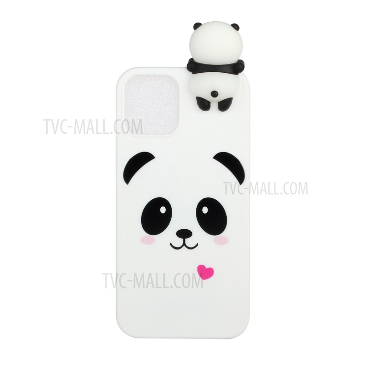 3D Doll Decor Pattern Printing TPU Cell Phone Cover for iPhone 12 mini - Heart and Panda-1