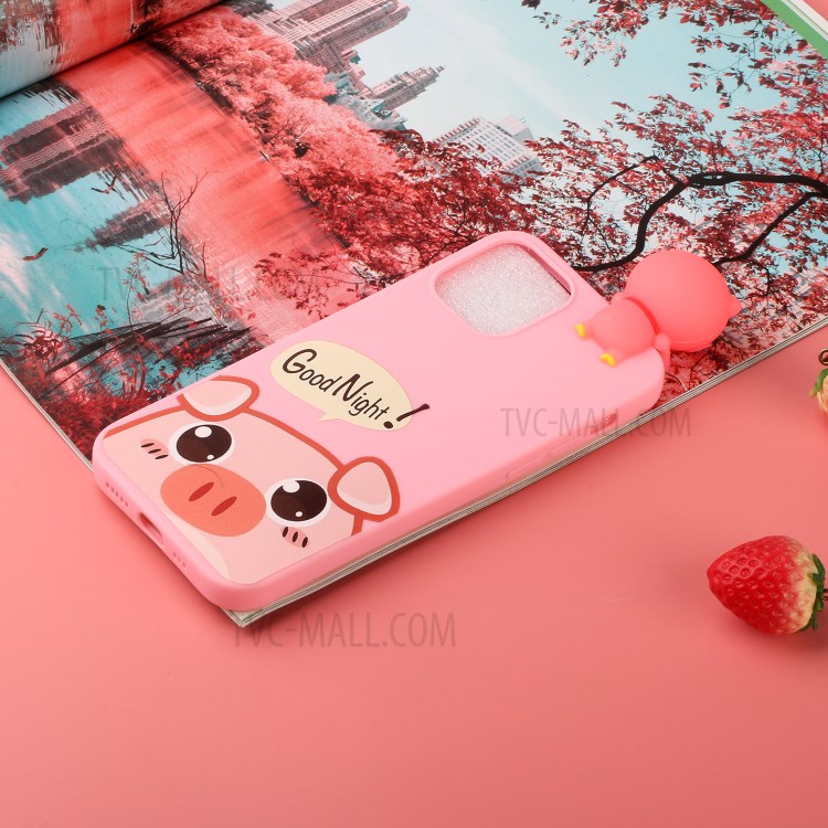 3D Doll Decor Pattern Printing TPU Cell Phone Cover for iPhone 12 mini - Pig-5