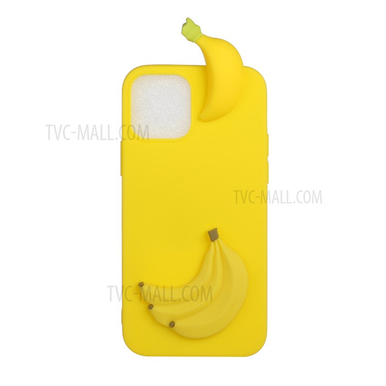 3D Doll Decor Soft TPU Phone Back Shell for iPhone 12 Pro/12 - Banana-1