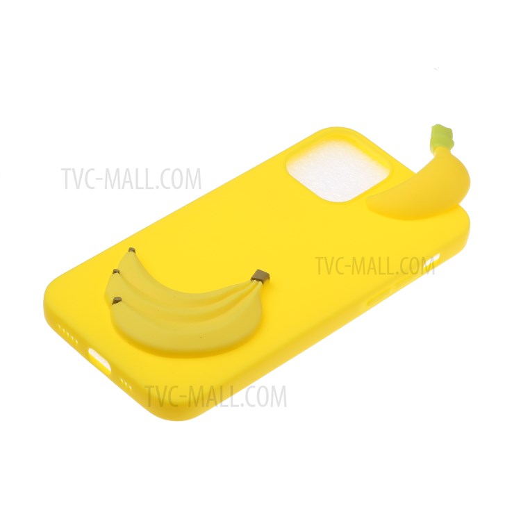 3D Doll Decor Soft TPU Phone Back Shell for iPhone 12 Pro/12 - Banana-3