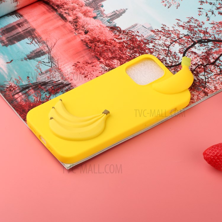 3D Doll Decor Soft TPU Phone Back Shell for iPhone 12 Pro/12 - Banana-5