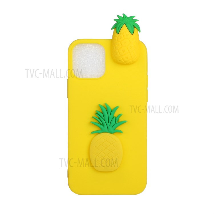 3D Doll Decor Soft TPU Phone Back Shell for iPhone 12 Pro/12 - Pineapple-1