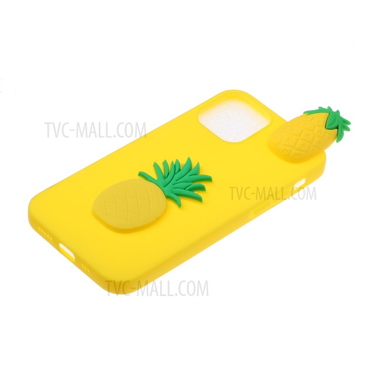 3D Doll Decor Soft TPU Phone Back Shell for iPhone 12 Pro/12 - Pineapple-3