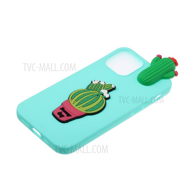 3D Doll Decor Soft TPU Phone Back Shell for iPhone 12 Pro/12 - Cactus-3