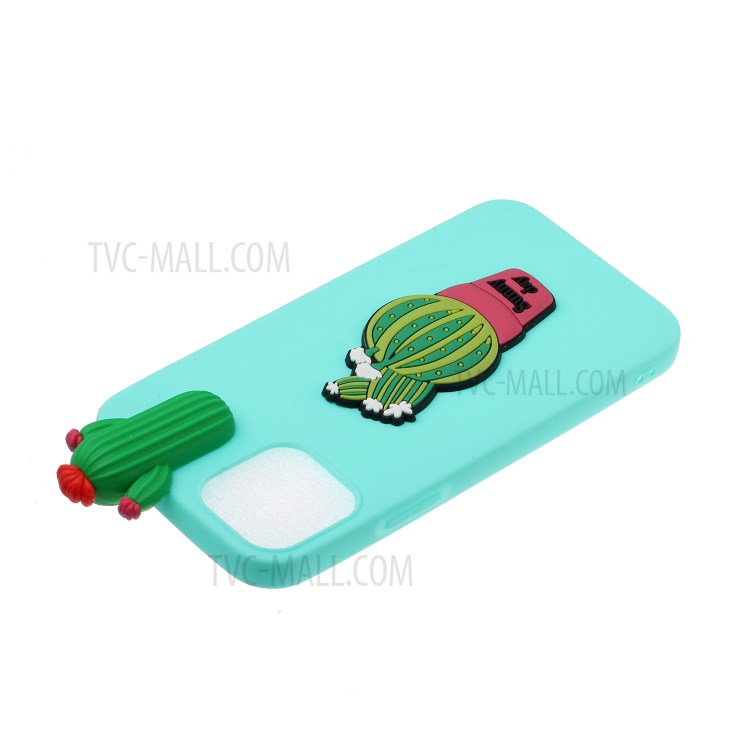 3D Doll Decor Soft TPU Phone Back Shell for iPhone 12 Pro/12 - Cactus-4