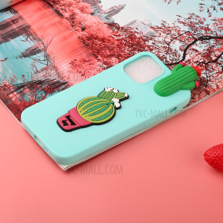 3D Doll Decor Soft TPU Phone Back Shell for iPhone 12 Pro/12 - Cactus-5