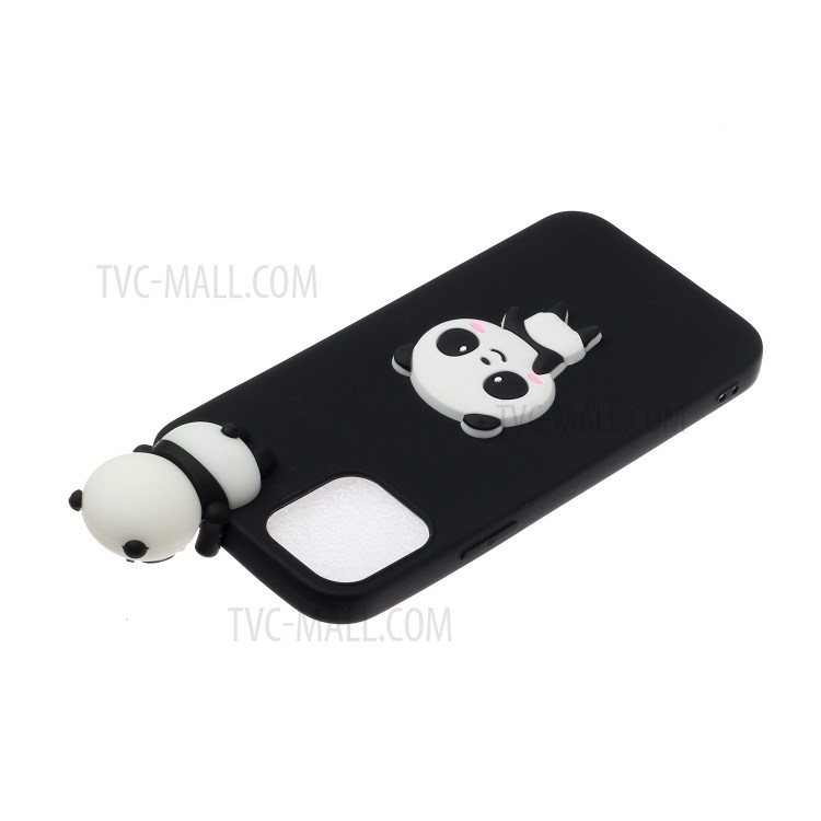 3D Doll Decor Soft TPU Phone Back Case for iPhone 12 Pro Max 6.7-inch - Black/Panda-4