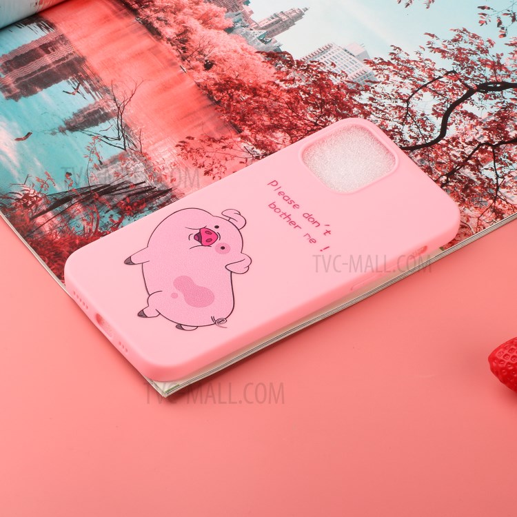 Pattern Printing TPU Gel Protective Case with Silicone Strap for iPhone 12 mini - Deep Pink-5